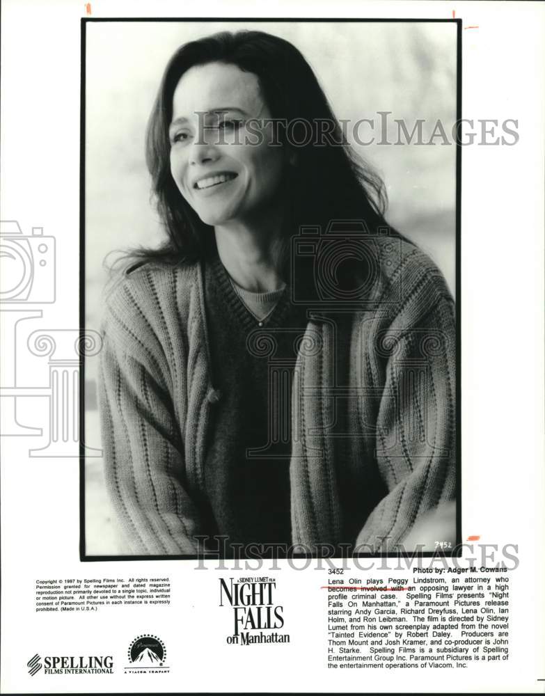 1997 Press Photo Lena Olin acts in &quot;Night Falls on Manhattan&quot; - Historic Images