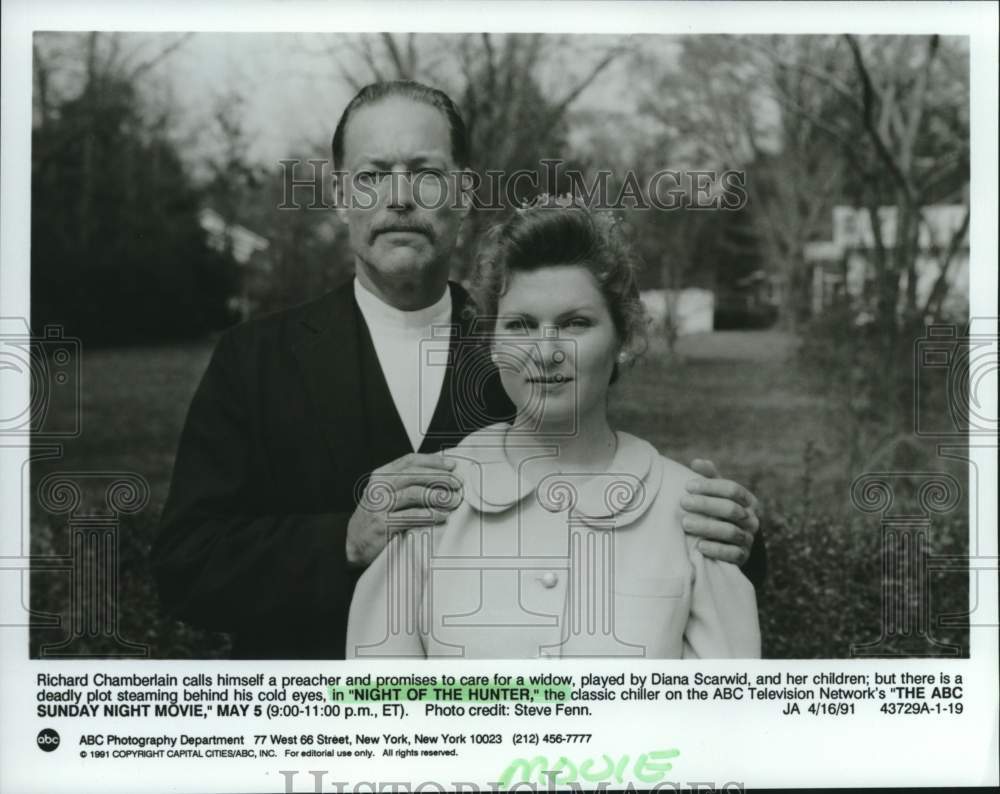 1991 Press Photo Richard Chamberlain and Diana Scarwid in &quot;Night of the Hunter&quot; - Historic Images