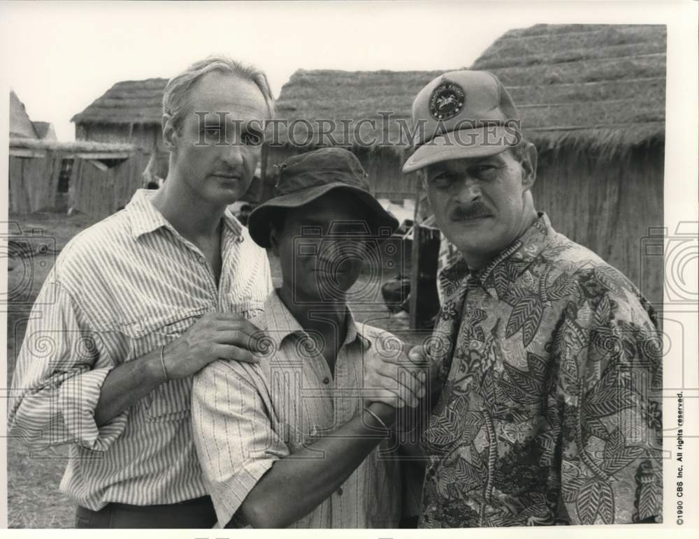 1990 Press Photo Michael Gross, Harsh Nayyar, Gerald McRaney, "Vestige of Honor" - Historic Images