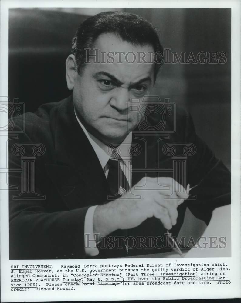 Press Photo Raymond Serra acts in &quot;Concealed Enemies&quot; - Historic Images