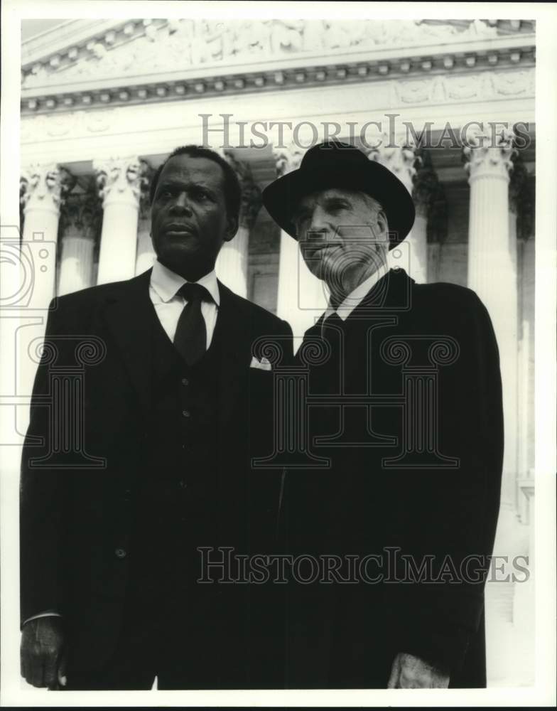 1991 Press Photo Sidney Poitier, Burt Lancaster Star in &quot;Separate But Equal&quot; - Historic Images