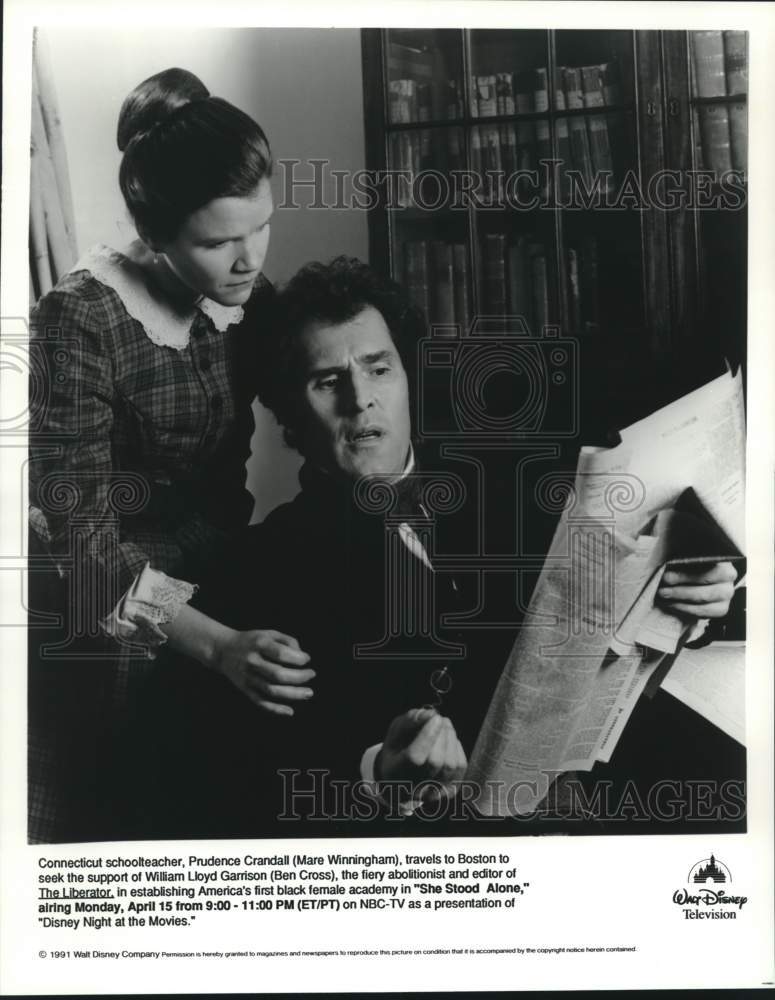 1991 Press Photo Mare Winningham, Ben Cross Star in &quot;She Stood Alone&quot; on NBC - Historic Images