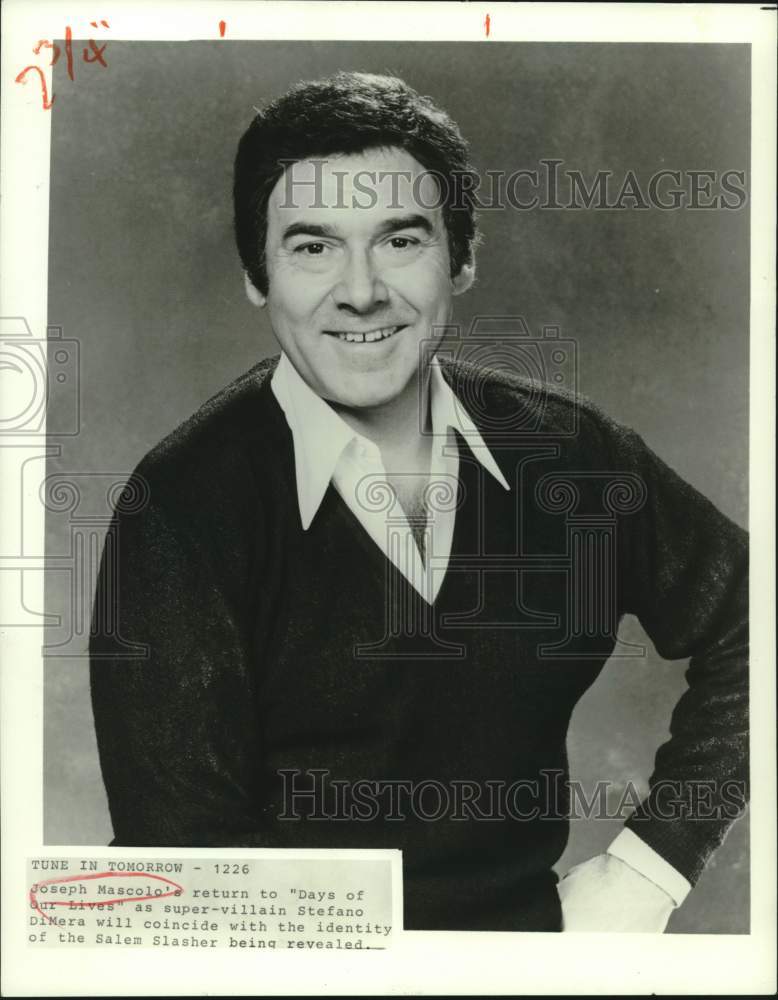 Press Photo Joseph Mascolo Returns to &quot;Days of Our Lives&quot; - Historic Images