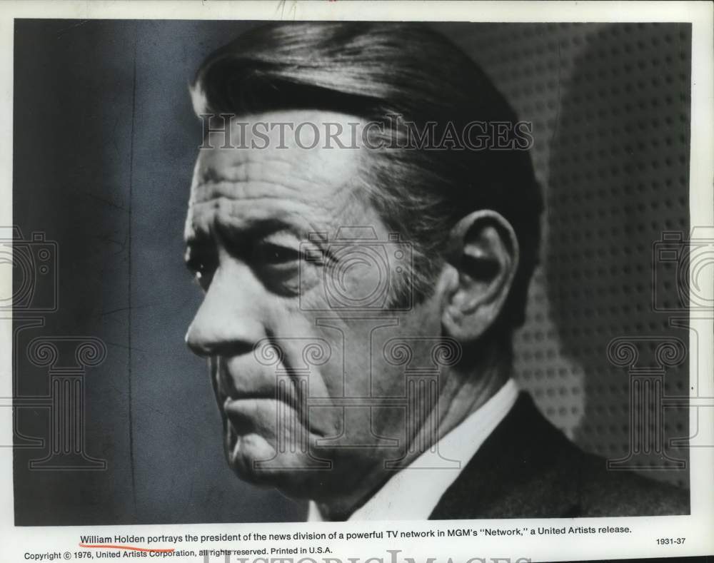 1976 Press Photo William Holden acts in "Network" - Historic Images