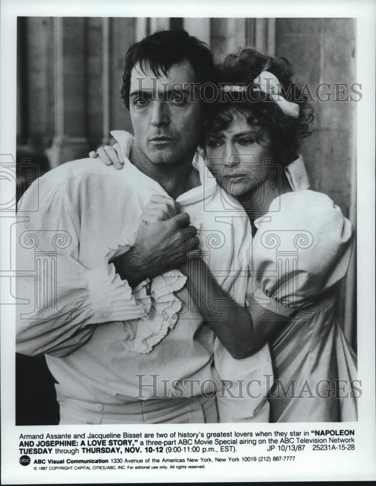 1987 Press Photo Armand Assante & Jacqueline Bisset in "Napoleon and Josephine" - Historic Images