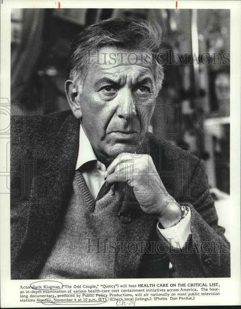 Press Photo Jack Klugman to Host Documentary &quot;Health Care on the Critical List&quot; - Historic Images