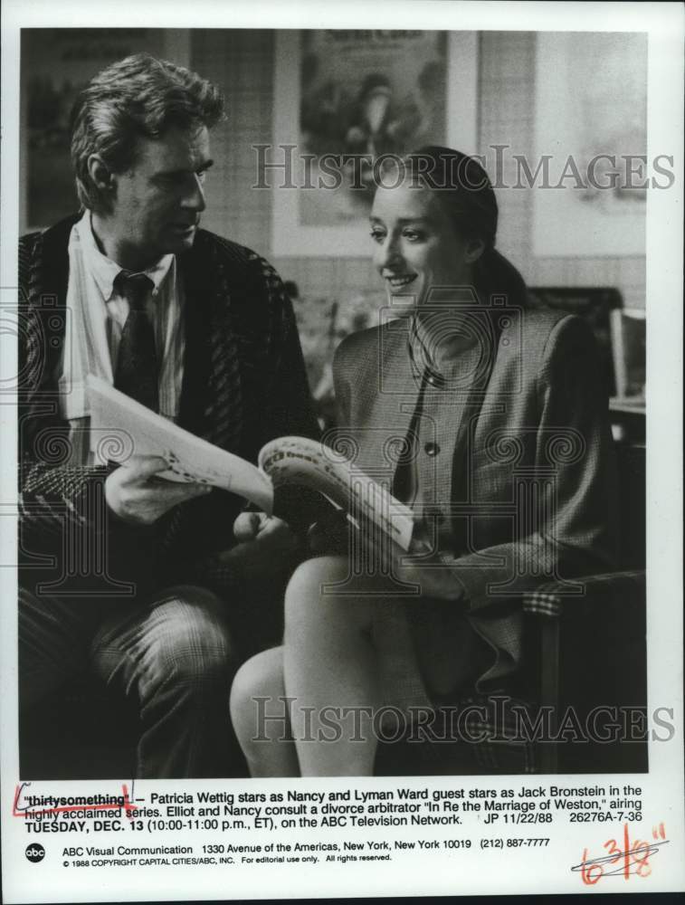 1988 Press Photo Patricia Wettif and Lyman Ward in "thirtysomething" - Historic Images