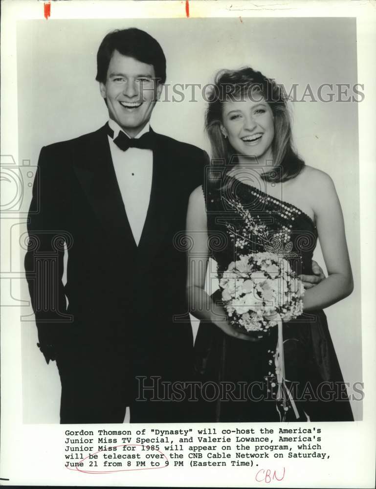 1986 Press Photo Gordon Thomson and Valeria Lowance in Junior Miss TV Special - Historic Images