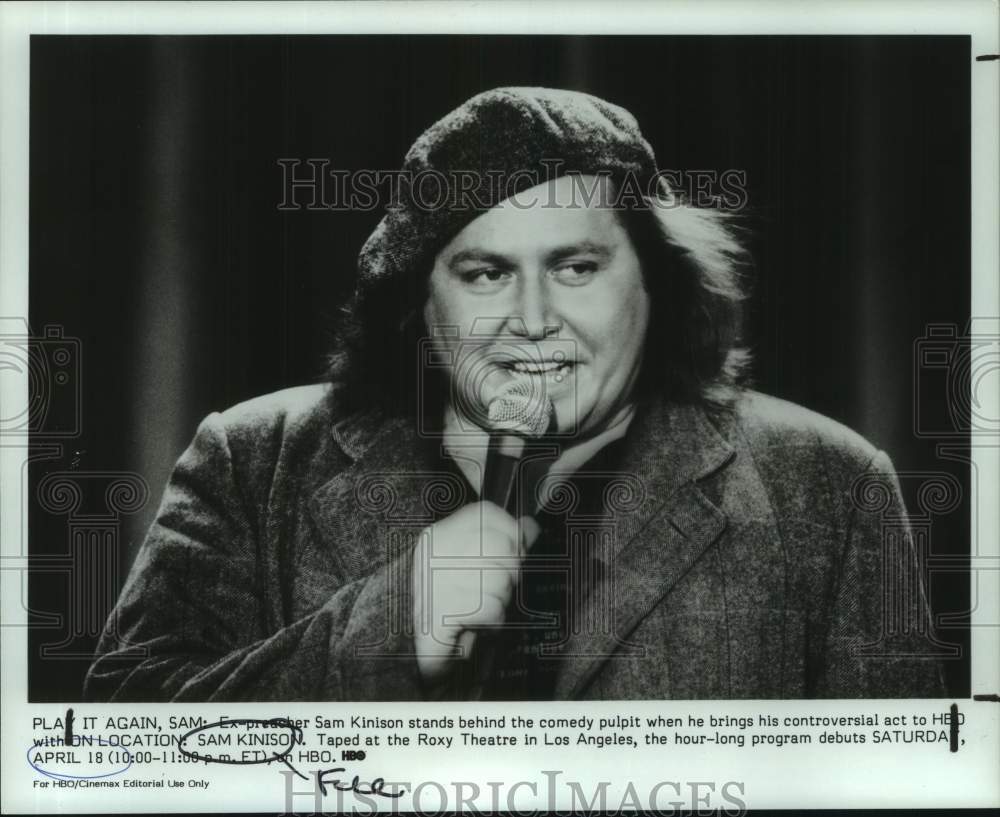 Press Photo Ex-Preacher Sam Kinison in &quot;On Location: Sam Kinison&quot; - Historic Images