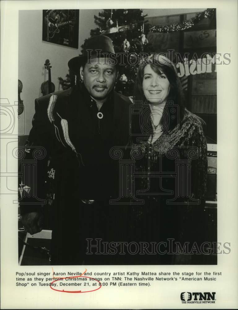 Press Photo Aaron Neville and Kathy Mattea in "American Music Shop" - Historic Images