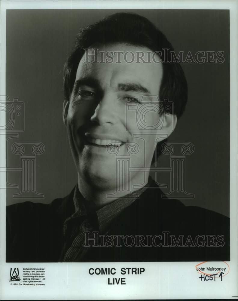 1989 Press Photo John Mulrooney hosts &quot;Comic Strip Live&quot; - Historic Images