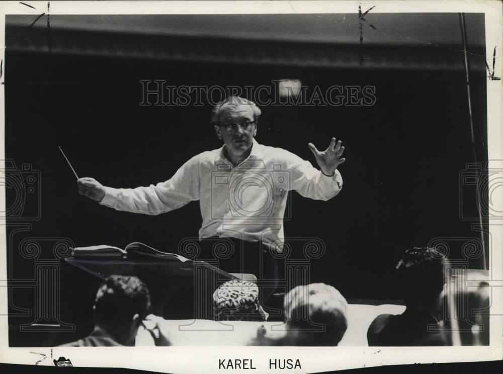 Press Photo Conductor Karel Husa with Buffalo, New York 8th Harmonic Orchestra - Historic Images