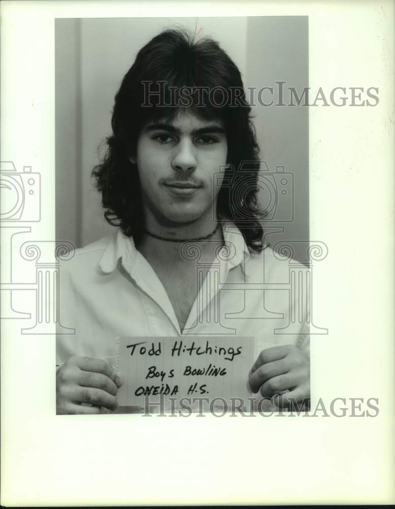 1989 Press Photo Todd Hitchings of Oneida, New York High School Bowling Team - Historic Images