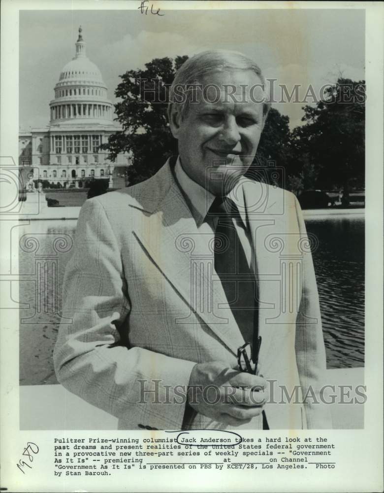 1980 Press Photo Columnist Jack Anderson in &quot;Government As It Is&quot; - syp11294- Historic Images