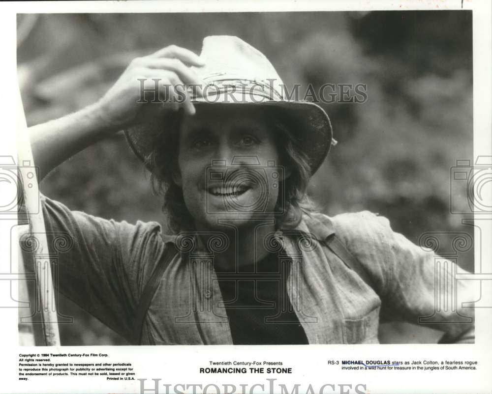 1984 Press Photo Michael Douglas stars in "Romancing the Stone" - syp18320- Historic Images