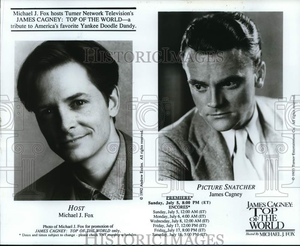 1933 Press Photo Micheal J. Fox, Host of "James Cagney: Top Of The World" - Historic Images