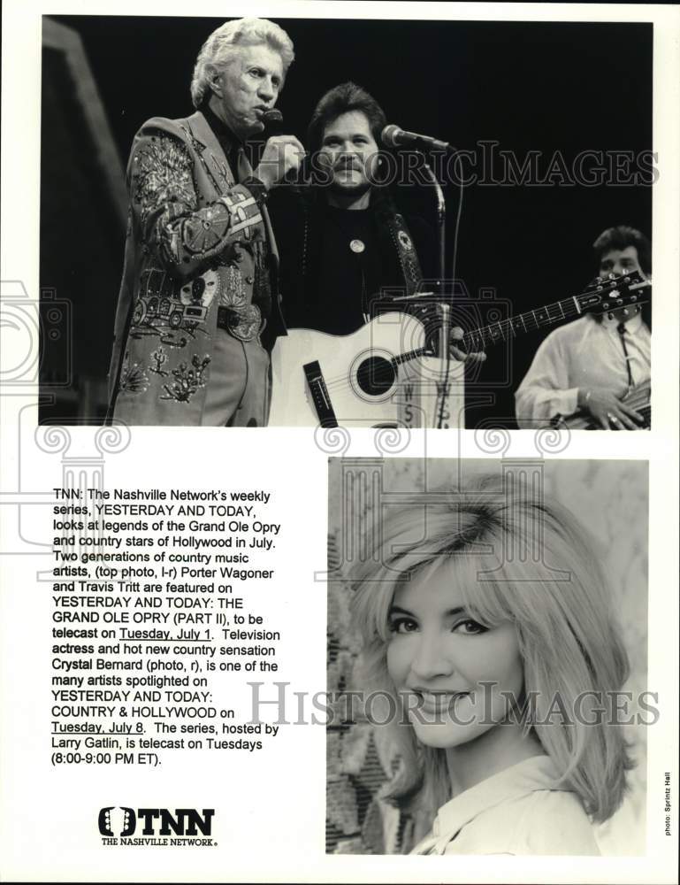 Press Photo Country Musicians Porter Wagoner, Travis Tritt && Crystal Bernard - Historic Images