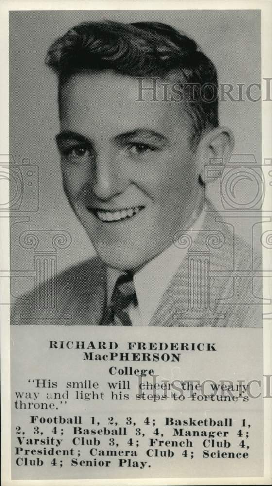 Press Photo High School Yearbook Photograph of Dick MacPherson, Football Coach - Historic Images