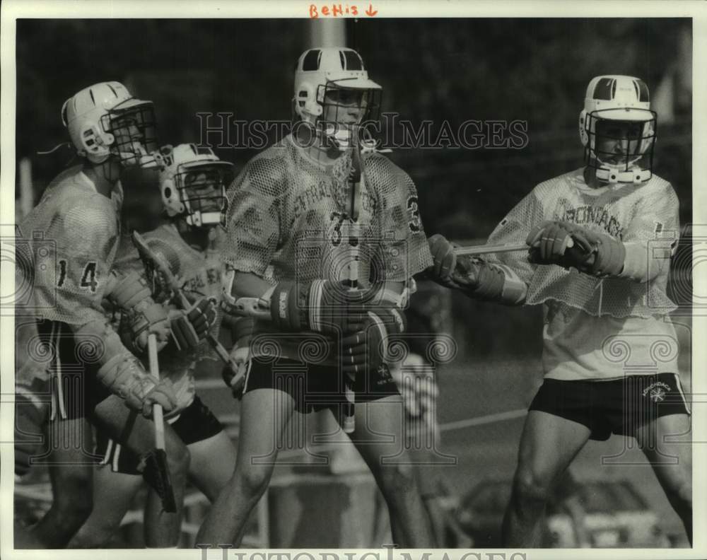 1987 Press Photo Lacrosse player Dave Bettis of Skaneateles Central NY in game - Historic Images