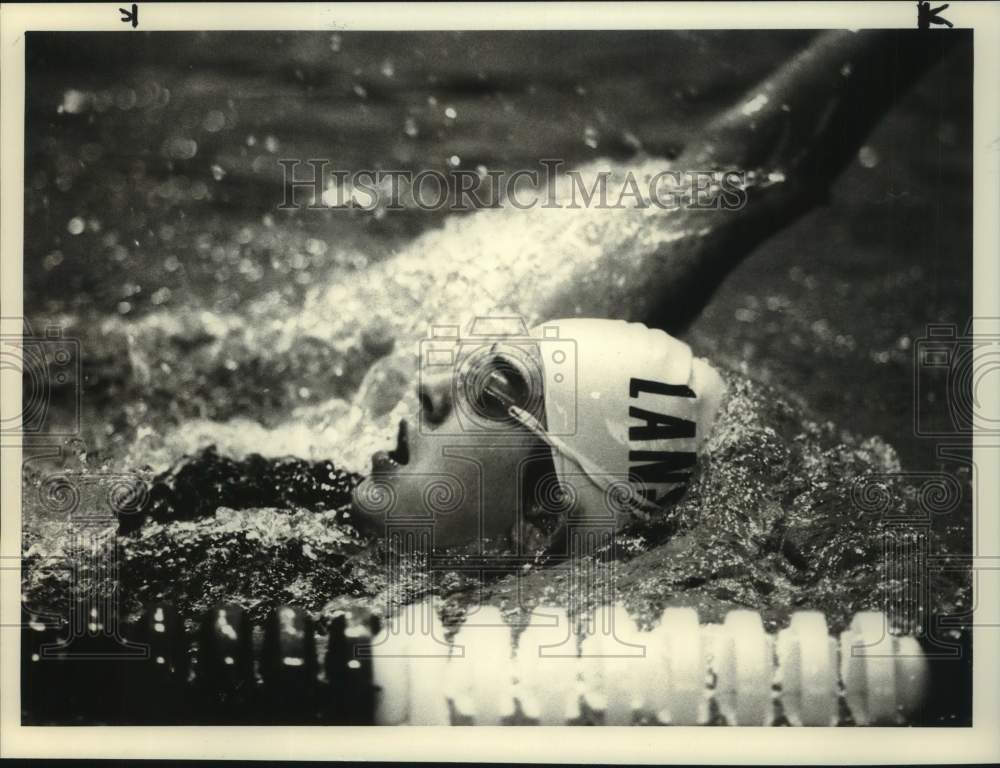 1989 Press Photo Lansing High Swimmer Sarah Newman in New York State Finals - Historic Images