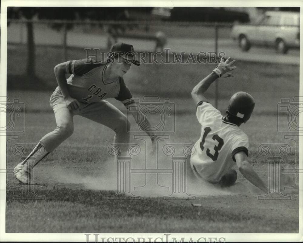 1987 Press Photo Christian Brothers Academy vs Utica Proctor baseball, New York - Historic Images