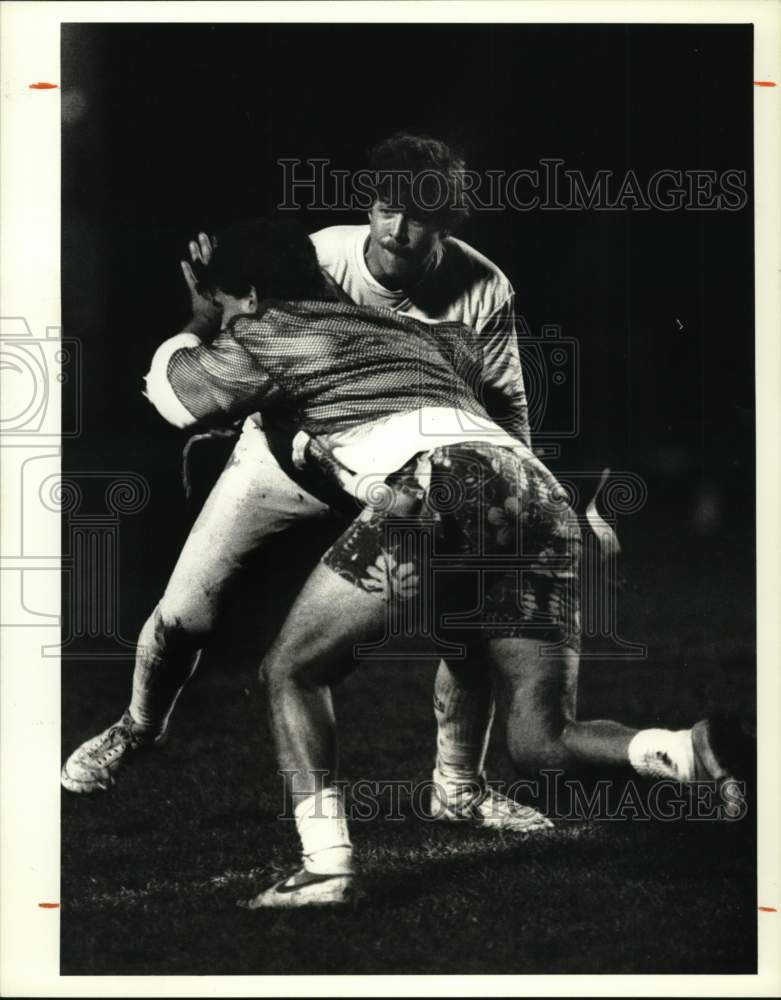 Press Photo Terry Strauffer, Steve Okun during Flag Football Game in New York- Historic Images