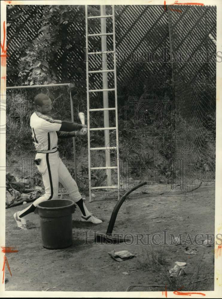 Press Photo Auburn Astros Baseball Player Damon Brooks practices at Falcon Park - Historic Images