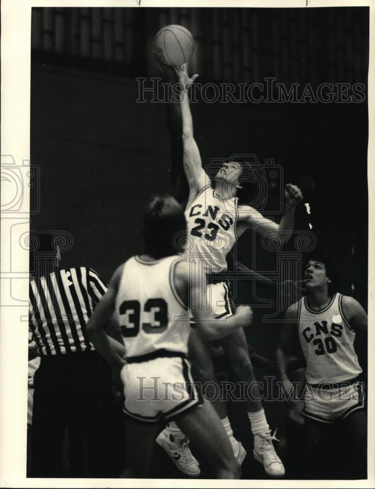 1984 Press Photo Mike Burek, Cicero North Syracuse Basketball Player at Game - Historic Images