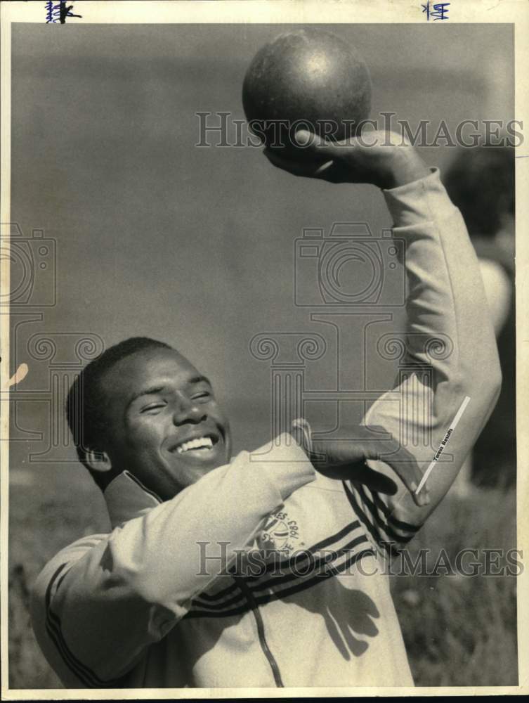 1985 Press Photo J.J. Grant, Shot Put Athlete - sys06974- Historic Images