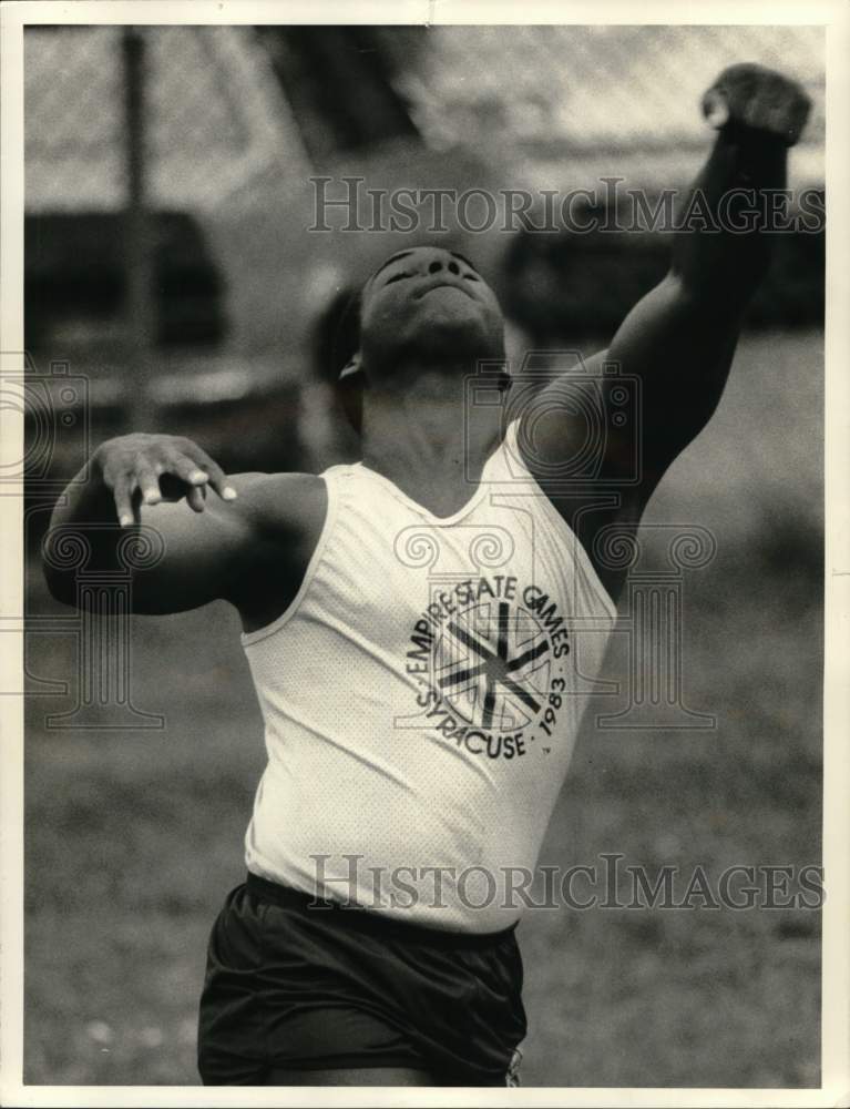 1983 Press Photo J.J. Grant, Discus Thrower at Empire State Games Competition - Historic Images