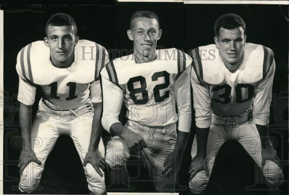 1980 Press Photo Ithaca College football players Valsente, Cashman and Brady - Historic Images