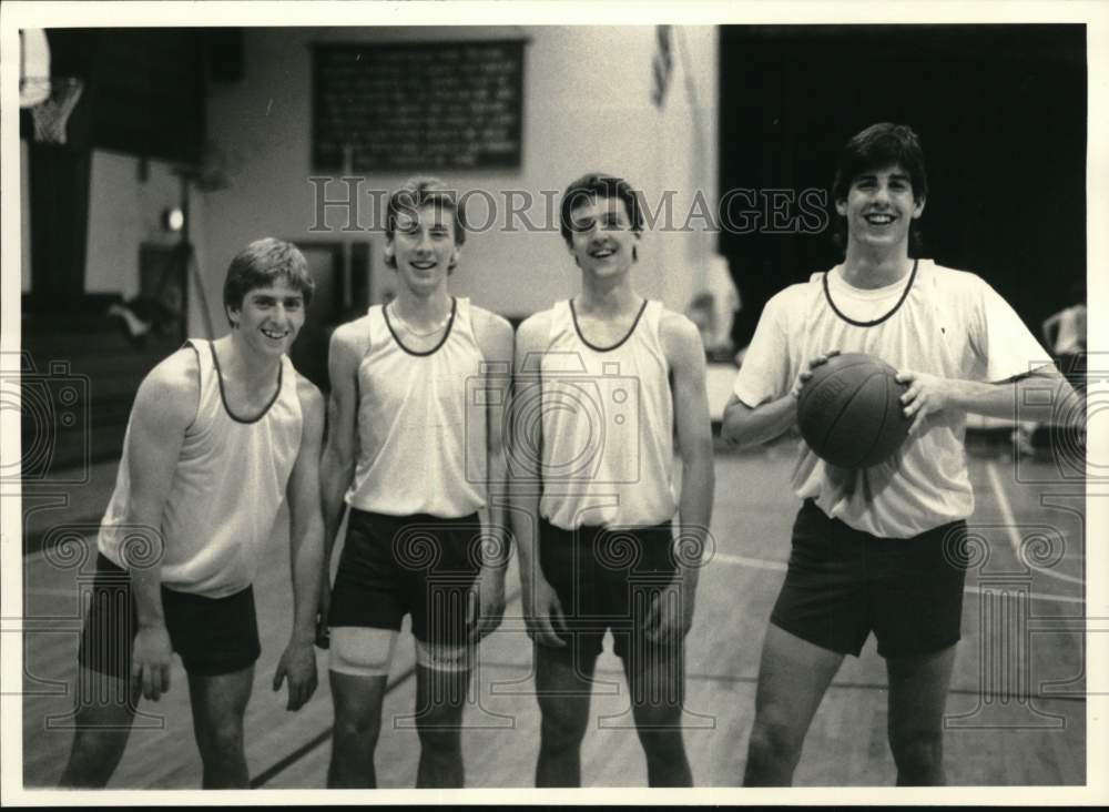 1988 Press Photo Bishop Cunningham's 1987-1988 Basketball Players, Oswego- Historic Images