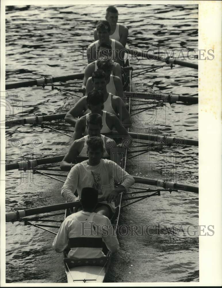 1987 Press Photo Naval Academy rowers in action - sys10053- Historic Images