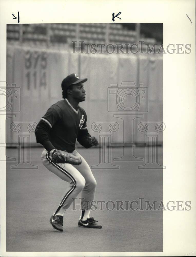 1987 Press Photo Cleveland Indians outfielder Mel Hall at Toronto - sys10275 - Historic Images