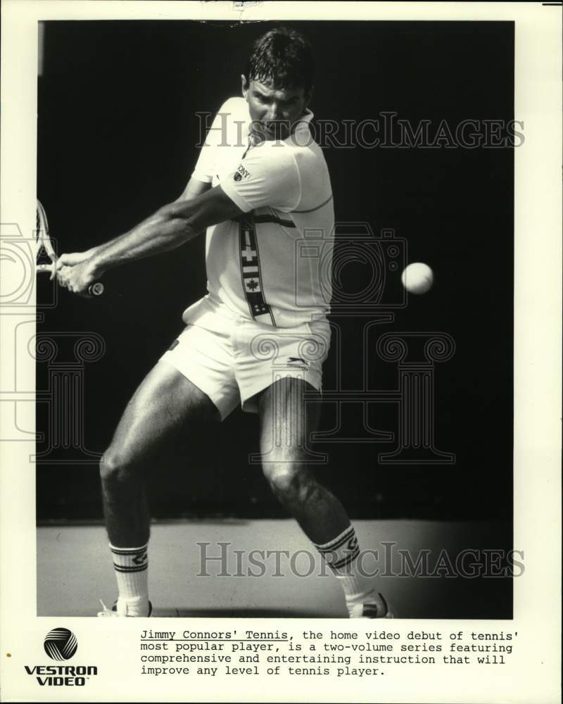 Press Photo Jimmy Connors on &quot;Jimmy Connors&#39; Tennis&quot; Home Instructional Video- Historic Images