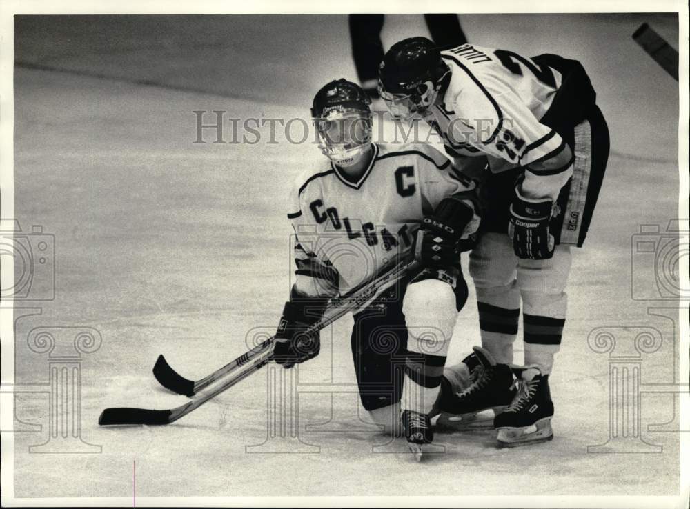 Press Photo Rejan Boivon, Colgate Hockey Player with Teammate- Historic Images