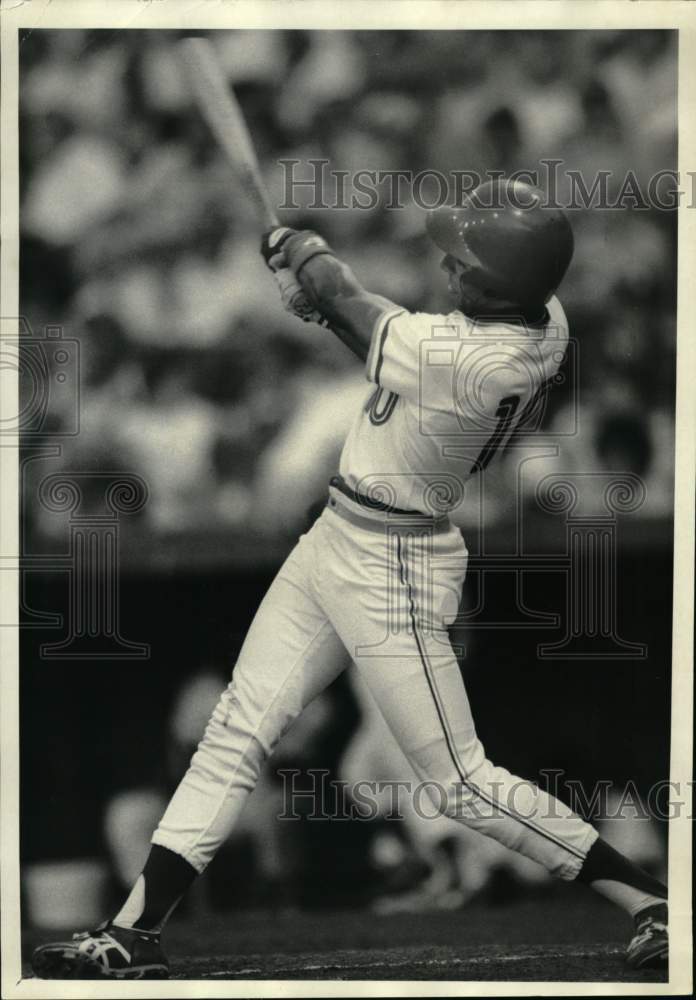 1987 Press Photo Syracuse Chiefs Rob Ducey Batting at Richmond Game- Historic Images