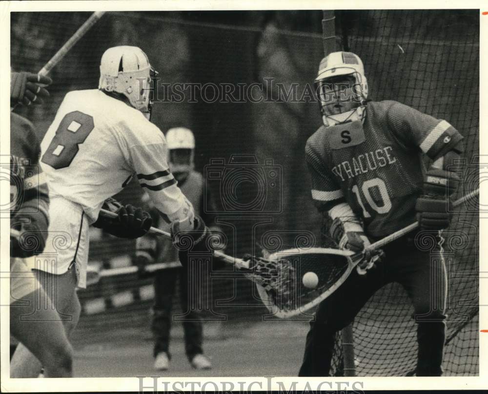 1984 Press Photo Tom Nims, Syracuse University Lacrosse Player at Cornell Game- Historic Images