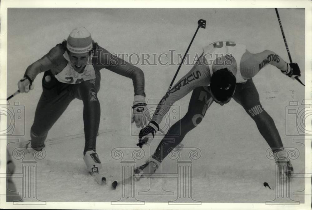 1986 Press Photo John Sackett, Steven Poulin in Tug Hill Cross Country Ski Race- Historic Images