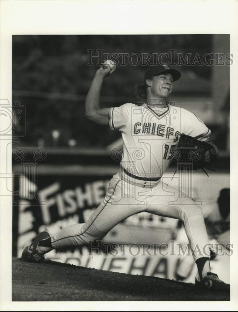 1987 Press Photo Syracuse Chiefs Pitcher Todd Stottlemyre at Baseball Game- Historic Images