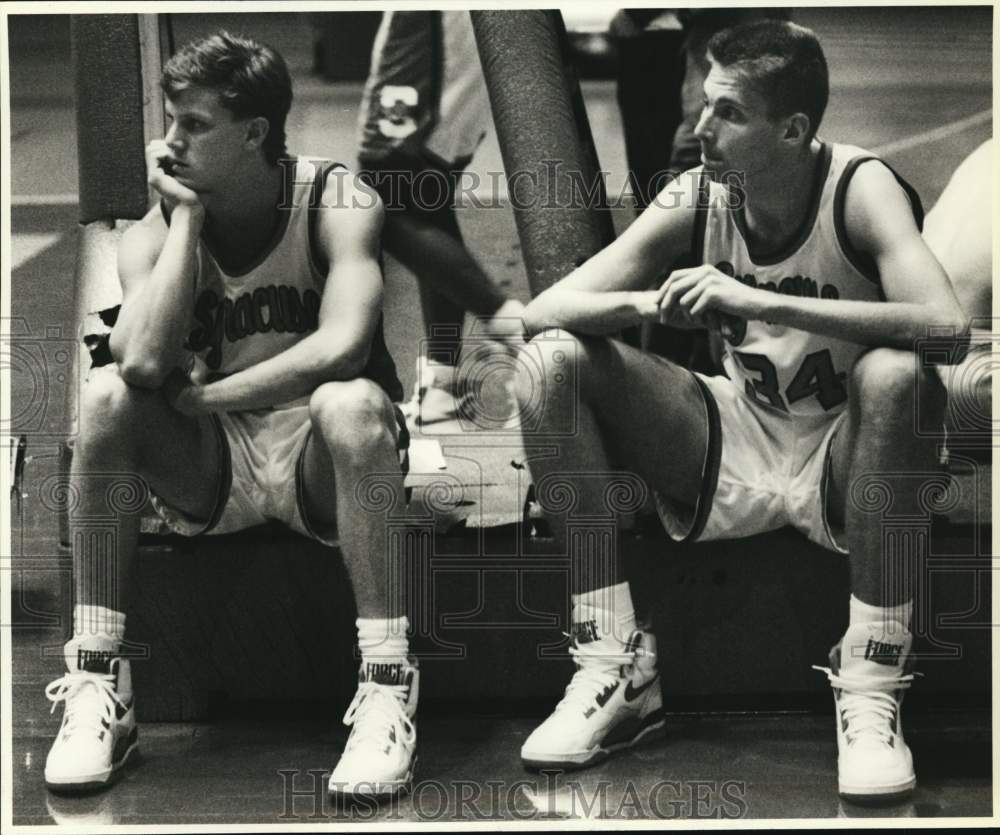 1989 Press Photo Syracuse University Basketball Players at Manley Field House - Historic Images