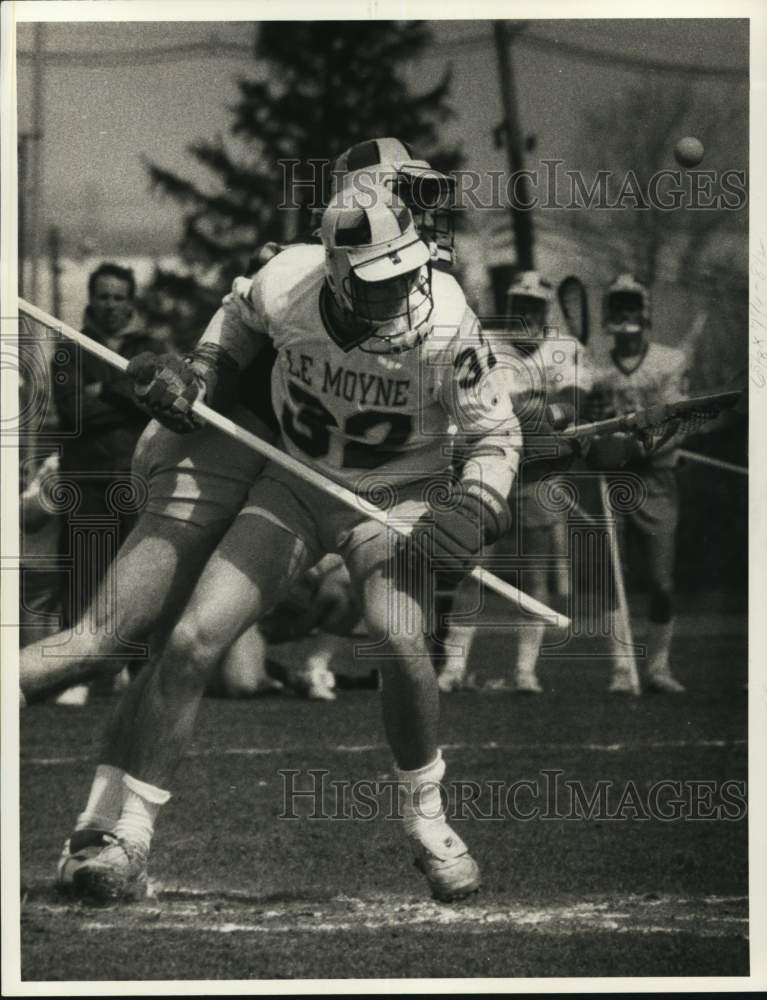 1985 Press Photo Jeff Gilheney of LeMoyne Lacrosse Team in Game- Historic Images