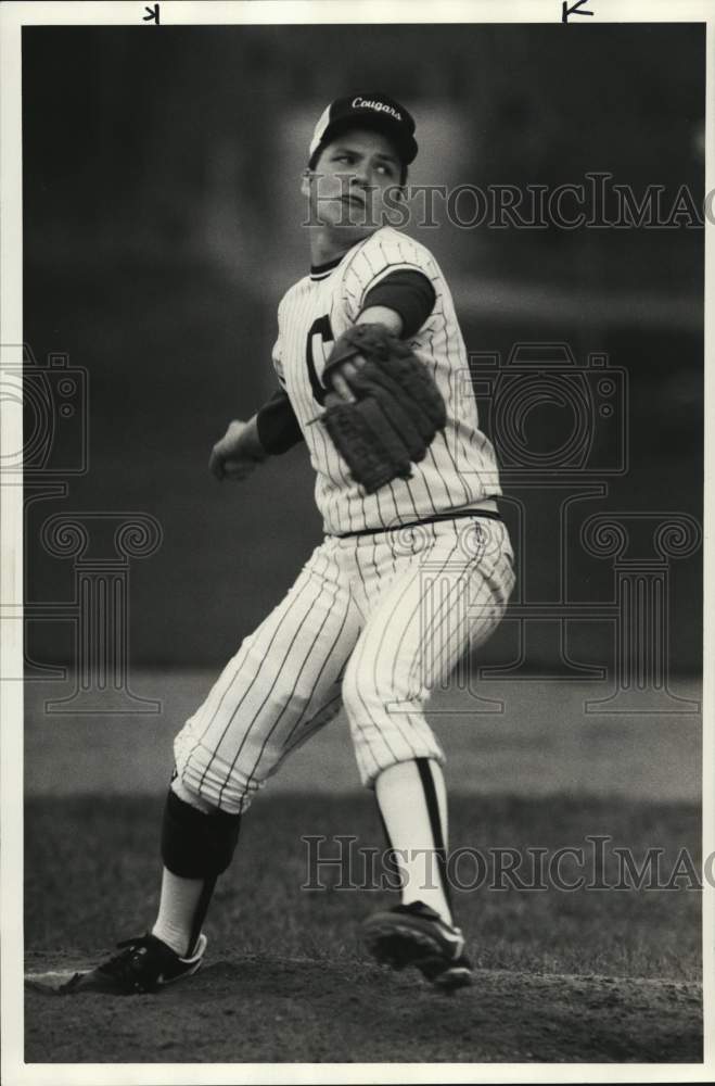 1988 Press Photo Corcoran High School Baseball Player Dan Giblin Pitches - Historic Images