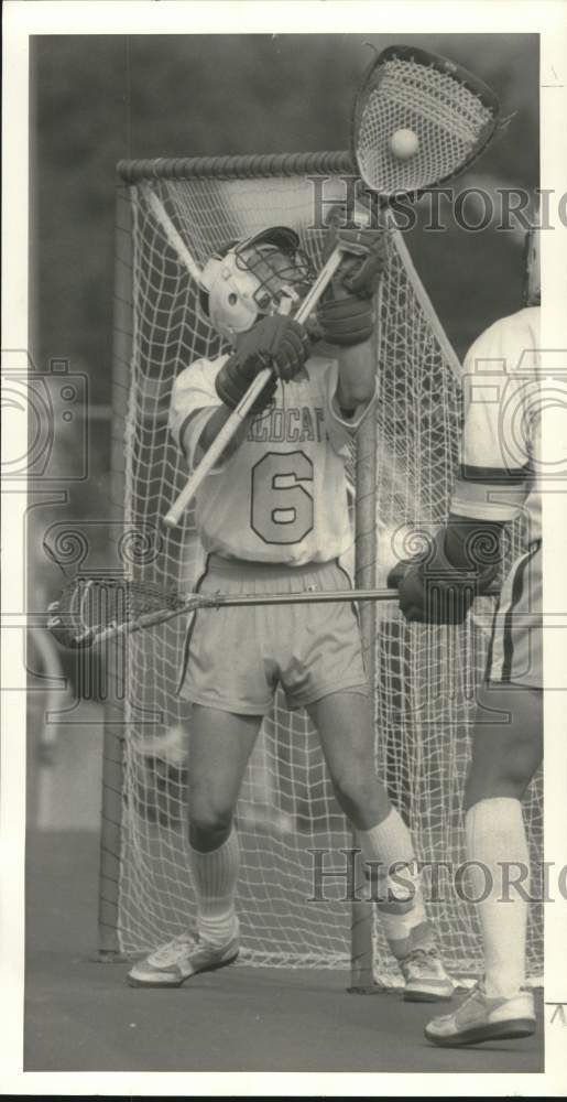 1987 Press Photo West Genesee Lacrosse Player Rick Olin at Liverpool Game - Historic Images