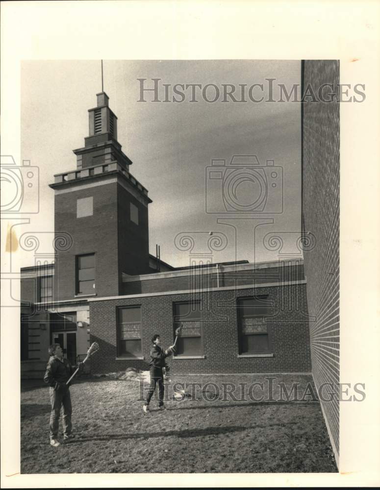 Press Photo Lacrosse Players at Practice in Auburn, New York - Historic Images