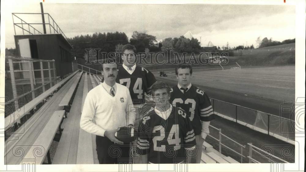 1986 Press Photo Christian Brothers Academy Football Captains and Head Coach - Historic Images