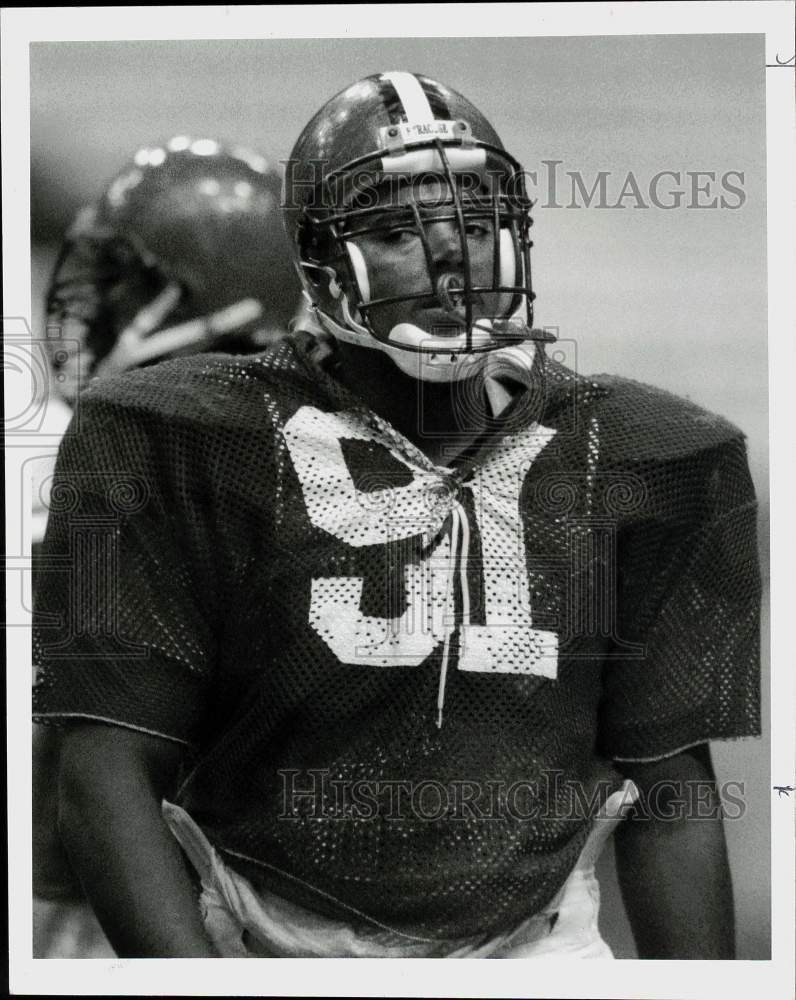 1990 Press Photo Syracuse University&#39;s George Rooks during Dome practice game. - Historic Images