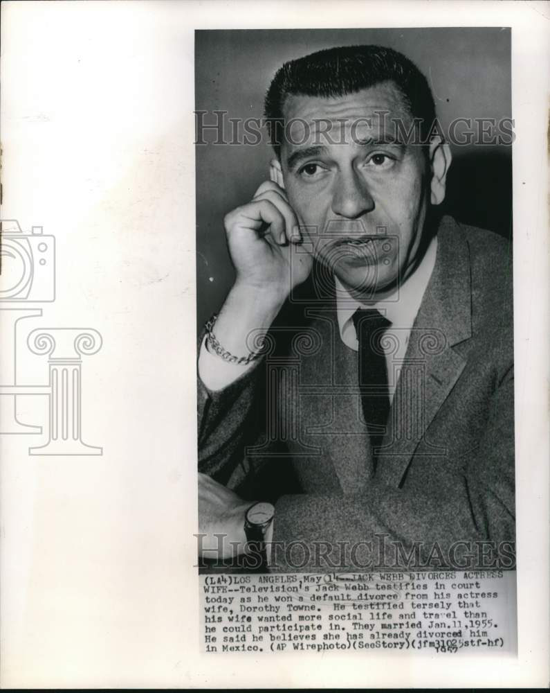 1957 Press Photo Actor Jack Webb at Divorce Court in Los Angeles, California - Historic Images