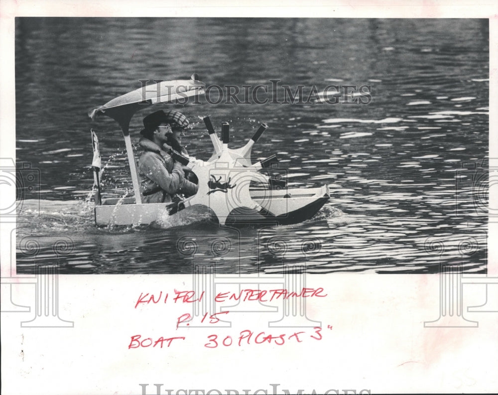 1971 Two individuals on a paddle boat for Hudson River Celebration - Historic Images