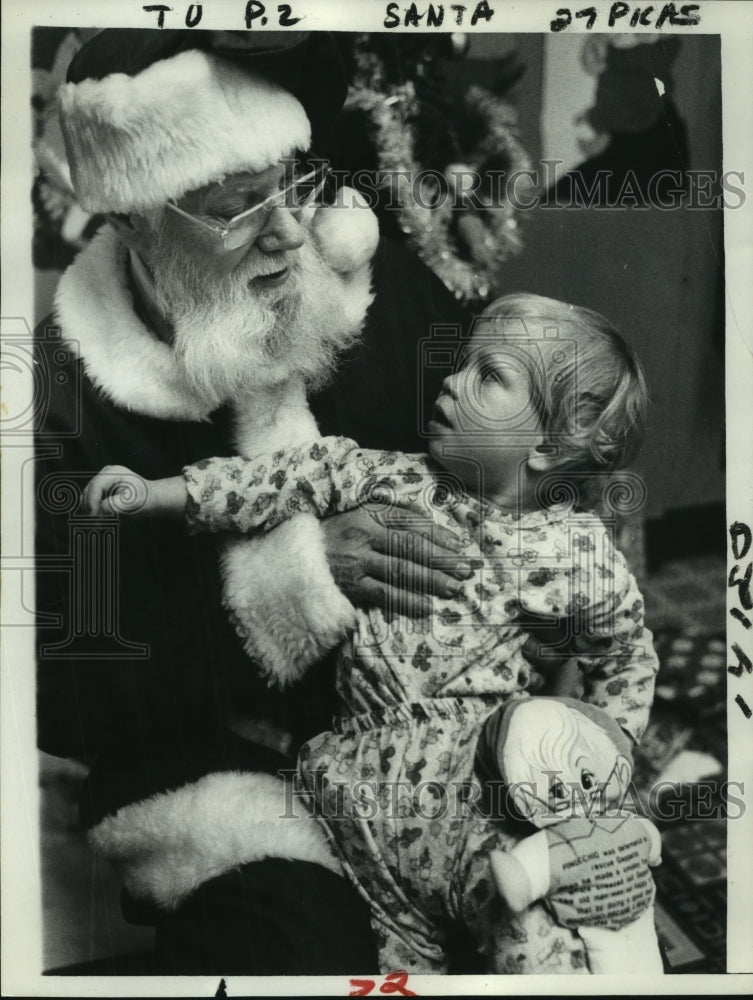 1980 Santa visits Joseph Knapp at St Mary&#39;s Hospital, Troy, New York - Historic Images